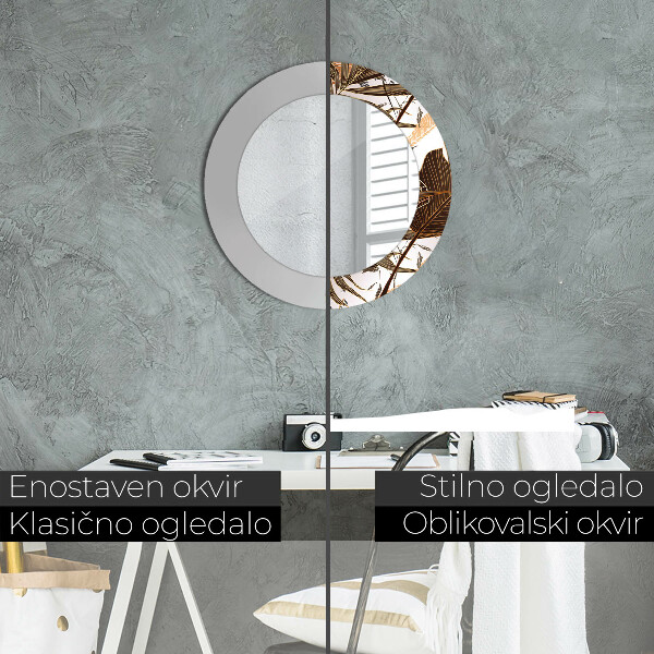 Miroir rond imprimé Feuilles de palmier