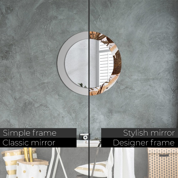 Miroir rond imprimé Feuilles de palmier