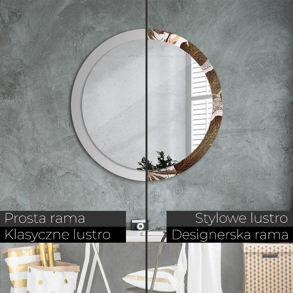 Miroir rond imprimé Feuilles de palmier