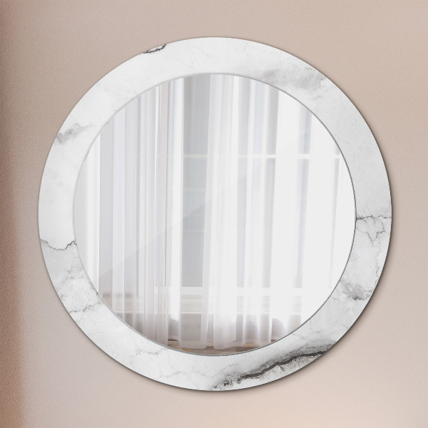 Miroir rond imprimé Marbre blanc
