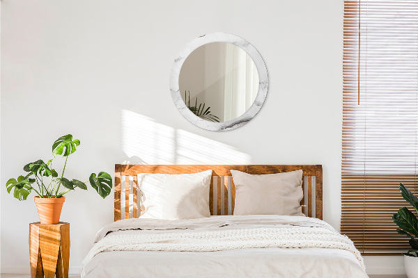 Miroir rond imprimé Marbre blanc