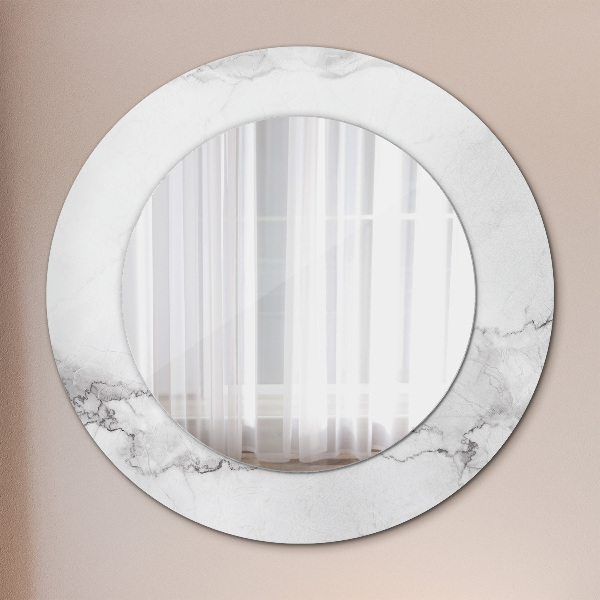 Miroir rond imprimé Marbre blanc