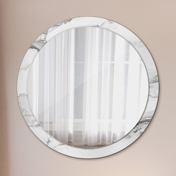 Miroir rond imprimé Marbre blanc