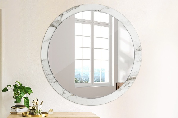 Miroir rond imprimé Marbre blanc