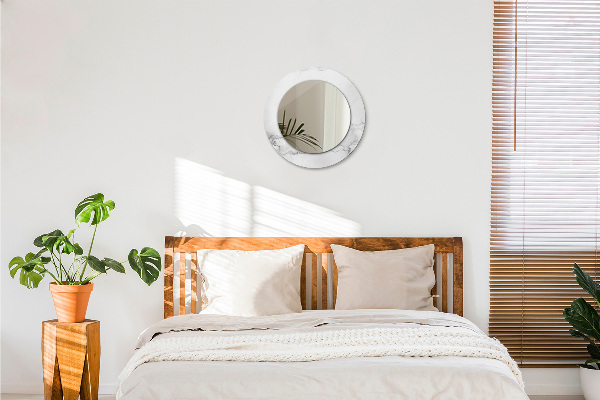 Miroir rond imprimé Marbre blanc