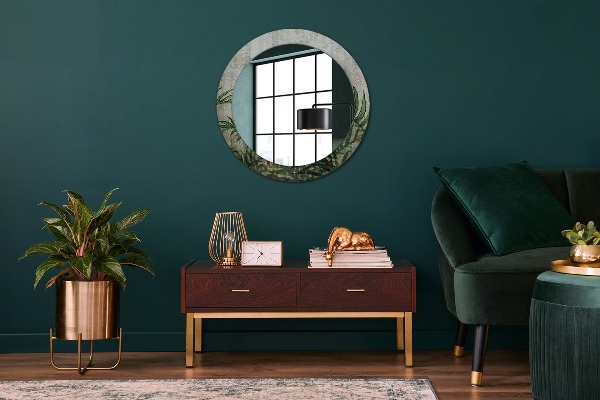 Miroir rond imprimé Feuilles de fougère