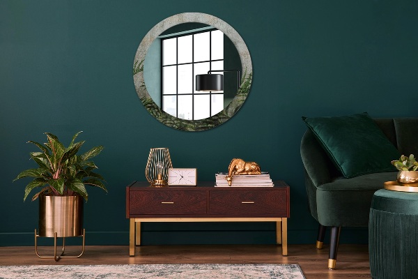Miroir rond imprimé Feuilles de fougère