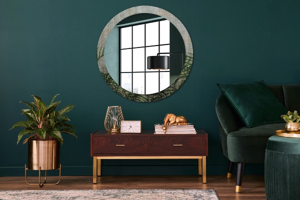 Miroir rond imprimé Feuilles de fougère