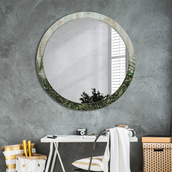 Miroir rond imprimé Feuilles de fougère