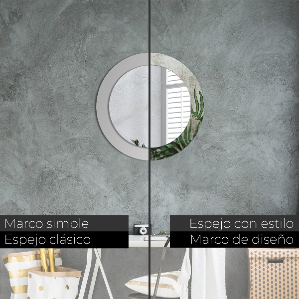 Miroir rond imprimé Feuilles de fougère