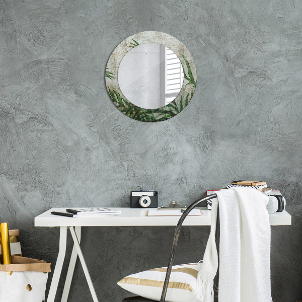 Miroir rond imprimé Feuilles de fougère