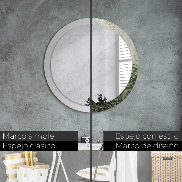 Miroir rond imprimé Feuilles de fougère
