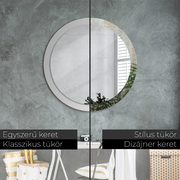 Miroir rond imprimé Feuilles de fougère