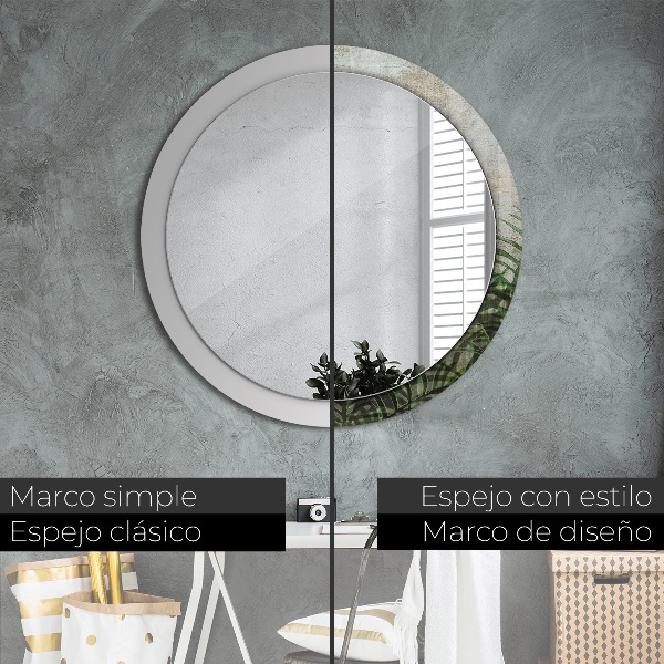Miroir rond imprimé Feuilles de fougère