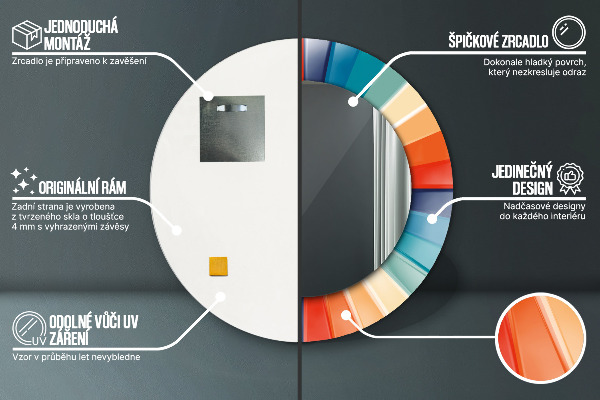 Miroir rond imprimé Ceintures radiales concentriques