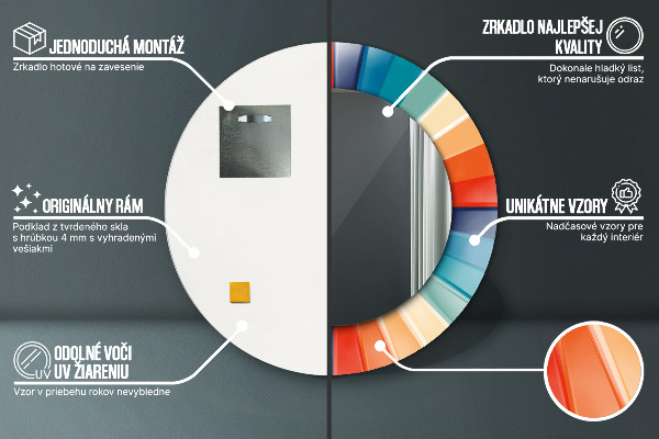 Miroir rond imprimé Ceintures radiales concentriques