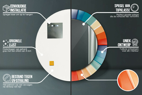 Miroir rond imprimé Ceintures radiales concentriques