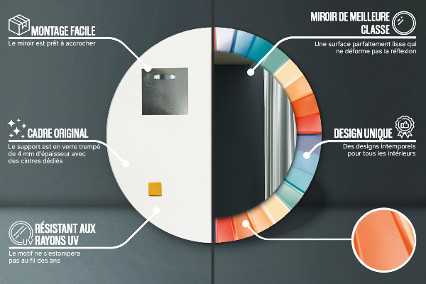 Miroir rond imprimé Ceintures radiales concentriques