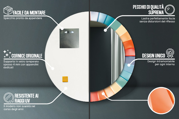Miroir rond imprimé Ceintures radiales concentriques