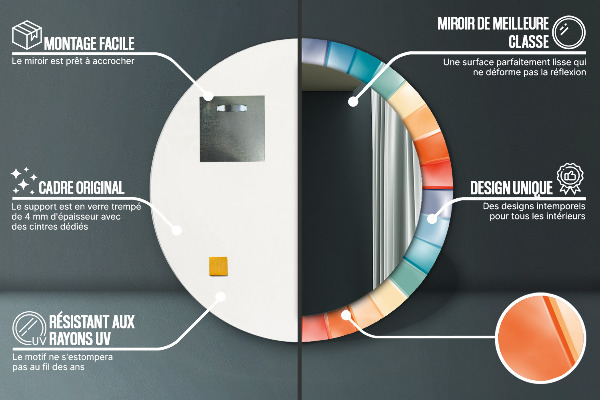 Miroir rond imprimé Ceintures radiales concentriques