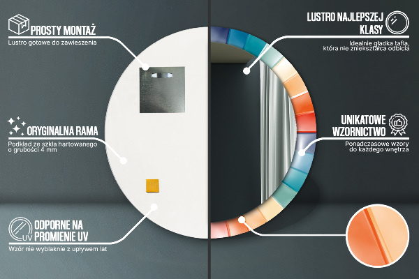 Miroir rond imprimé Ceintures radiales concentriques
