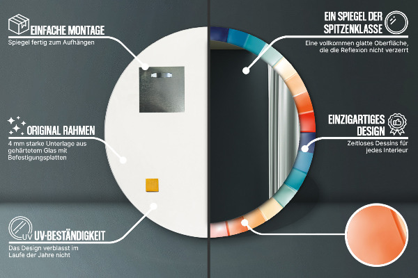 Miroir rond imprimé Ceintures radiales concentriques