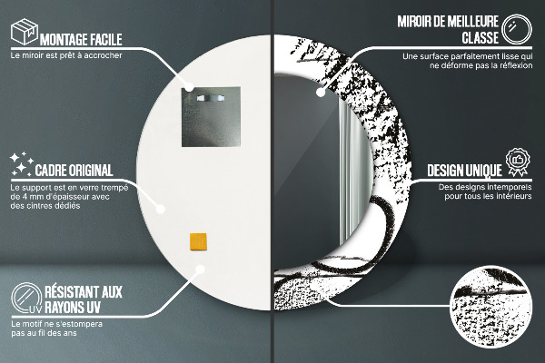 Miroir rond imprimé Motif de graffitis