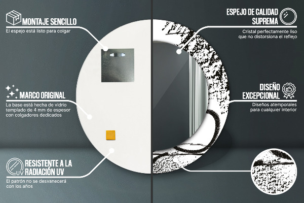 Miroir rond imprimé Motif de graffitis
