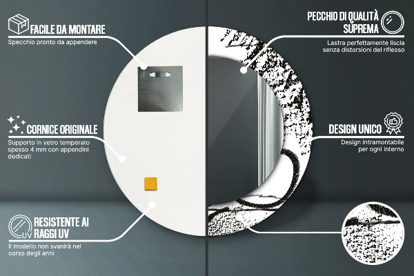 Miroir rond imprimé Motif de graffitis