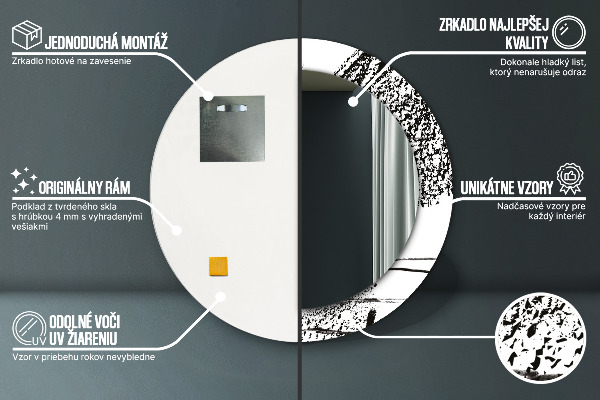 Miroir rond imprimé Motif de graffitis
