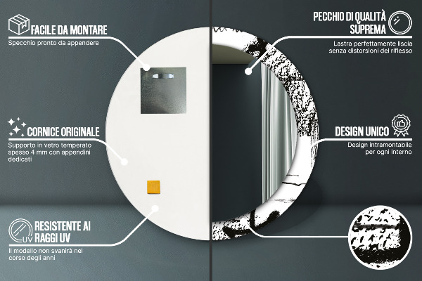 Miroir rond imprimé Motif de graffitis