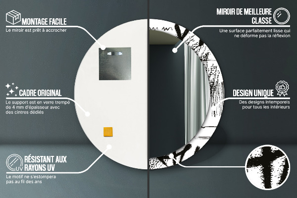 Miroir rond imprimé Motif de graffitis