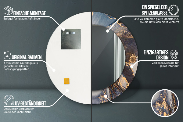 Miroir rond imprimé Fluide abstrait