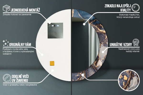 Miroir rond imprimé Fluide abstrait