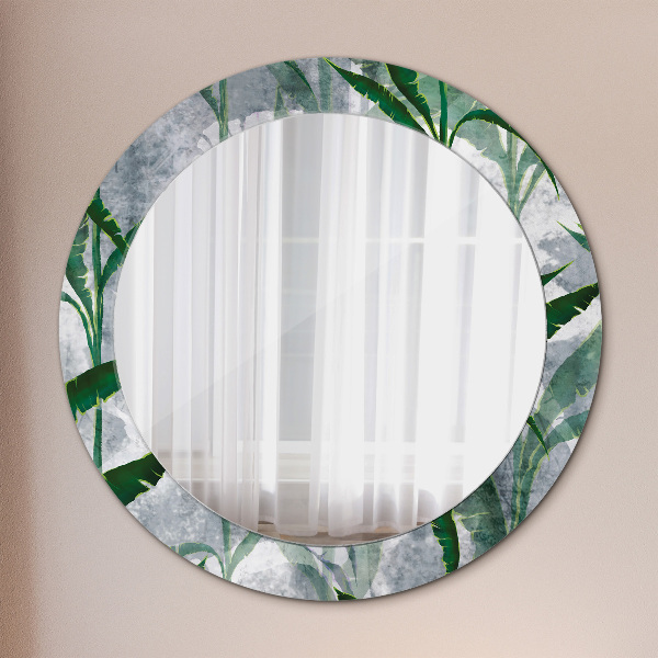 Miroir rond imprimé Feuilles tropicales