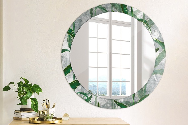 Miroir rond imprimé Feuilles tropicales