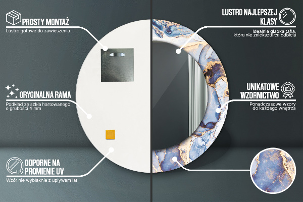 Miroir rond imprimé Art liquide abstrait