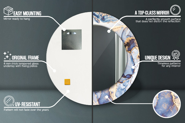 Miroir rond imprimé Art liquide abstrait