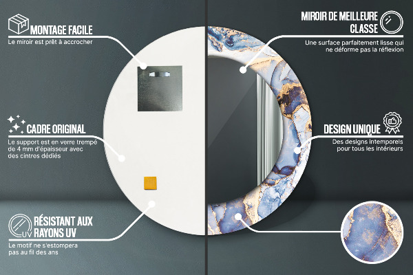 Miroir rond imprimé Art liquide abstrait