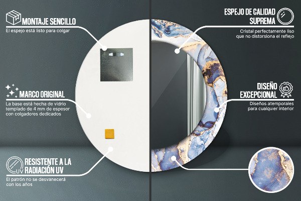 Miroir rond imprimé Art liquide abstrait