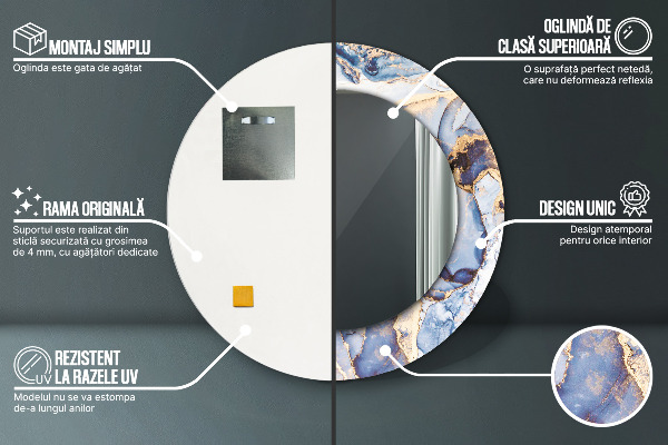 Miroir rond imprimé Art liquide abstrait