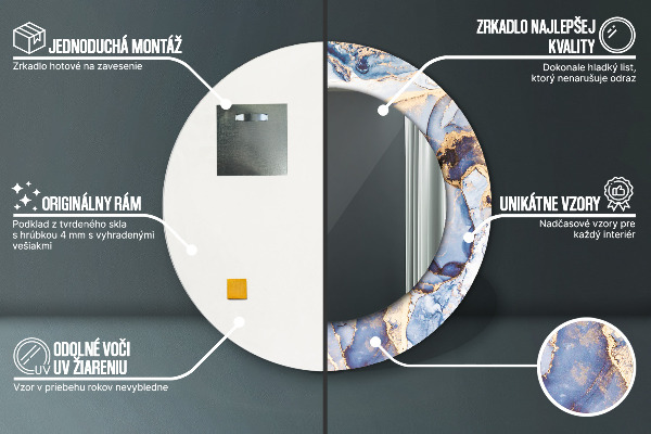 Miroir rond imprimé Art liquide abstrait