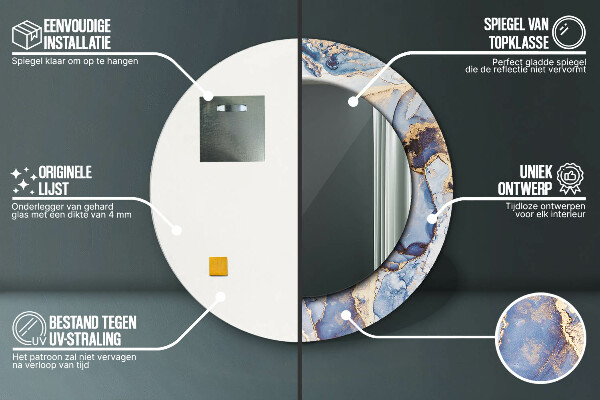 Miroir rond imprimé Art liquide abstrait