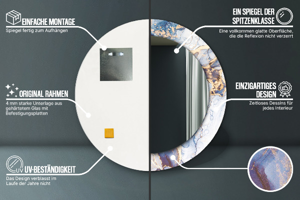Miroir rond imprimé Art liquide abstrait