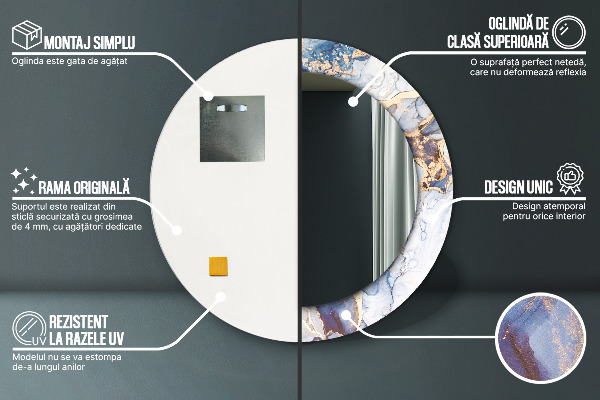 Miroir rond imprimé Art liquide abstrait