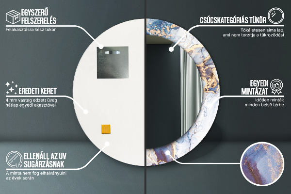 Miroir rond imprimé Art liquide abstrait
