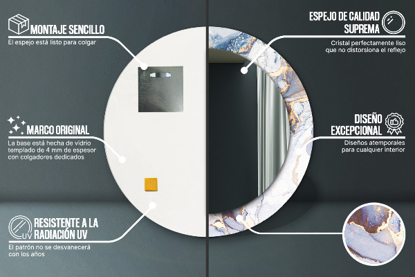 Miroir rond imprimé Art liquide abstrait