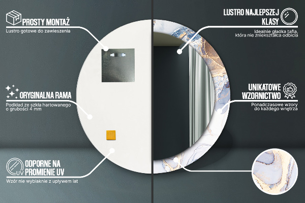Miroir rond imprimé Art liquide abstrait