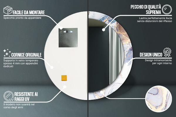 Miroir rond imprimé Art liquide abstrait