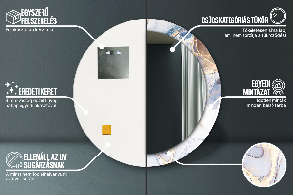 Miroir rond imprimé Art liquide abstrait